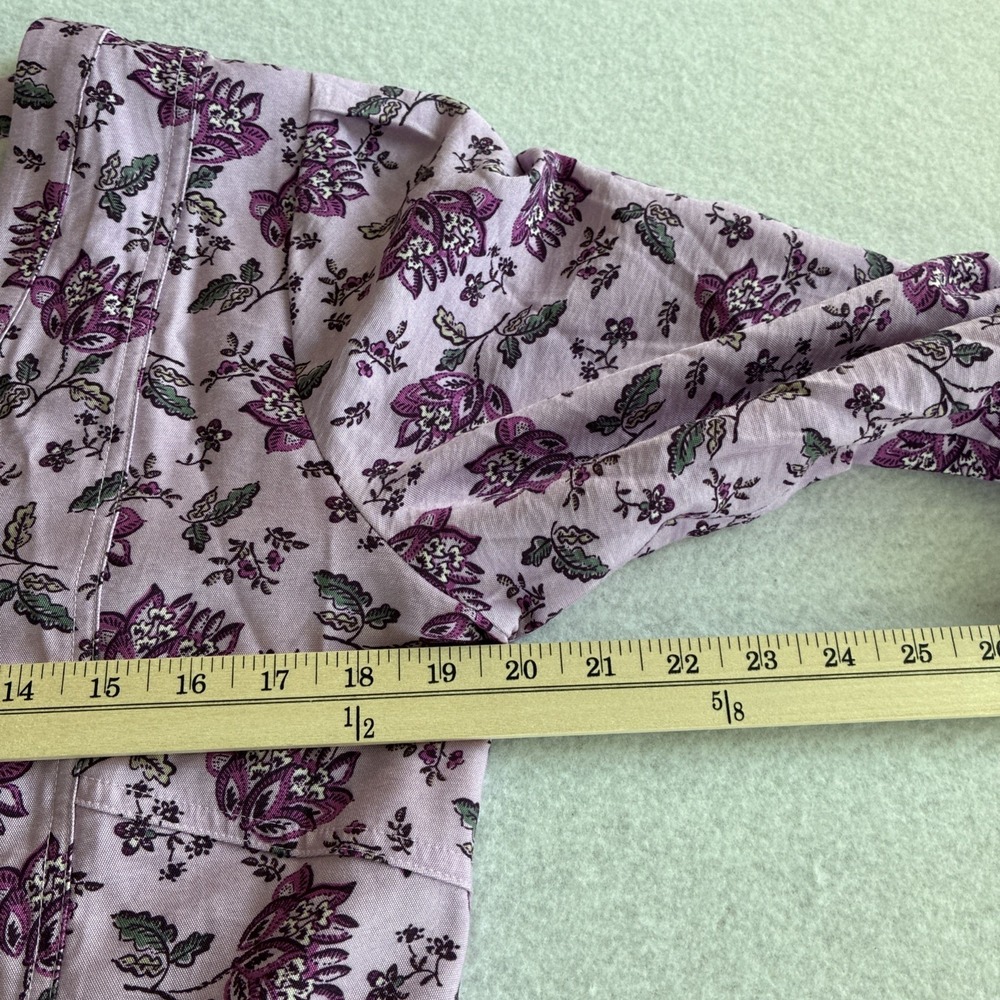 Loft Women's Floral V-neck 3/4 Sleeve Midi A-Line Dress Tie Waist Size Medium - Picture 10 of 12
